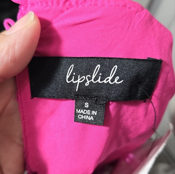 Lipslide Pink Lace Overlay Blouse NWT Sz Small - Picture 2 of 5